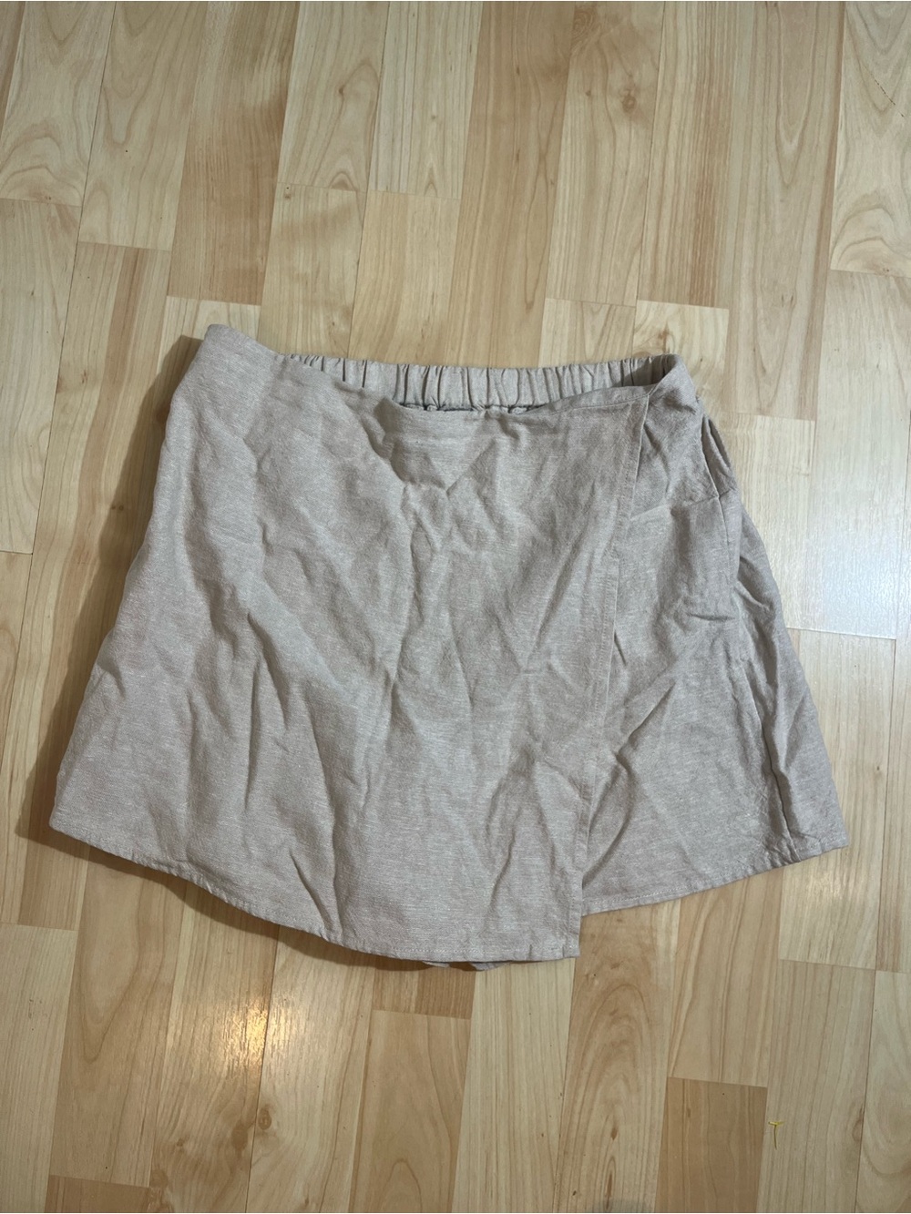 Old Navy Women High Waisted Linen-Blend Faux-Wrap Front Mini Skort xs Natural